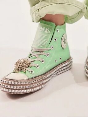 Free People Nan-Ku Sneaker Size 40 Cruise Studded Spring Mint High Top Shoes
